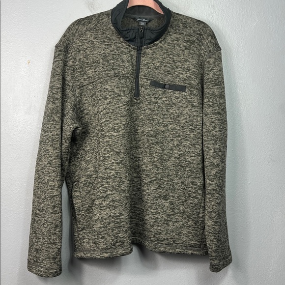 Eddie Bauer Gray Marled 1/4 Zip Sleeve Fleece Popover XL - Picture 1 of 8